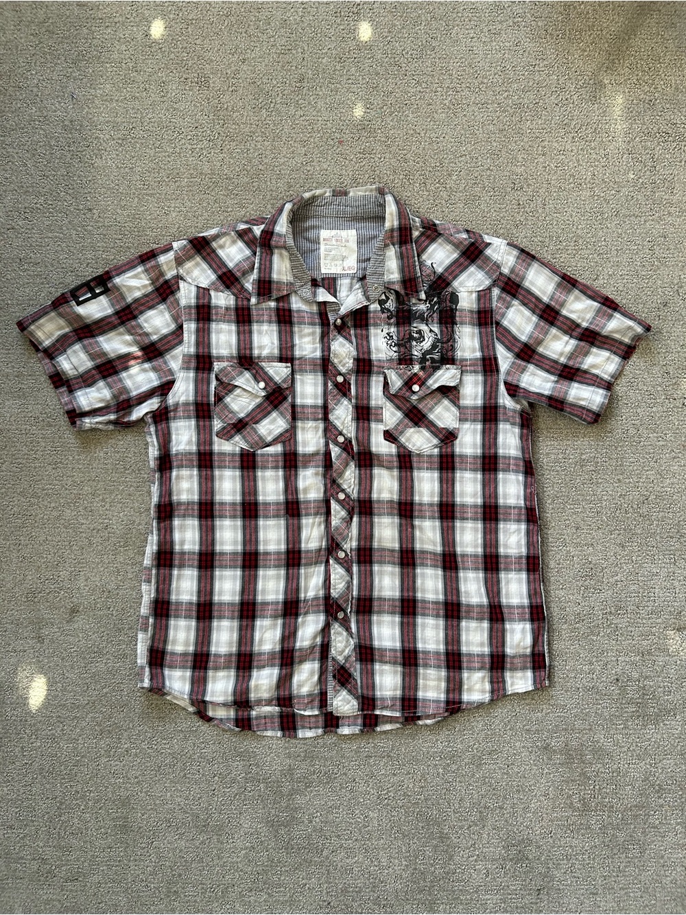 Route 66 Mens Multicolor Lion Plaid Button Down Shirt Sz XL  Short Sleeve Cotton